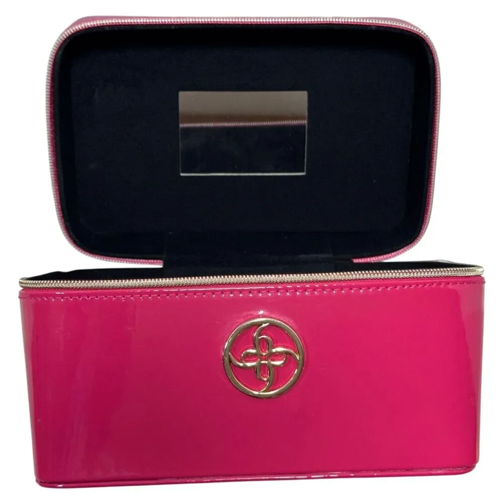 Nine West Jewelry Case Travel Organizer Pink Patent Leather Zip Box New